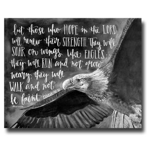 Christian Art, Scripture Art, Bible Verse Art, Isaiah 40:31, Chalkboard Art, Chalk Art, Chalkboard Sign, Eagle Art