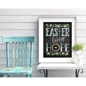 Easter Decor, Easter Brings Hope, Easter Sign, Chalk Art, Chalkboard Art, Crown Of Thorns, Easter Art, Spring Print, Jesus Is The Reason image 2