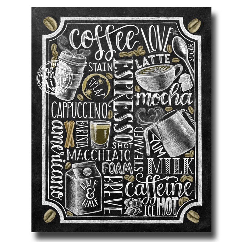 Coffee Sign Kitchen Art Bar Chalkboard Chalk Lover