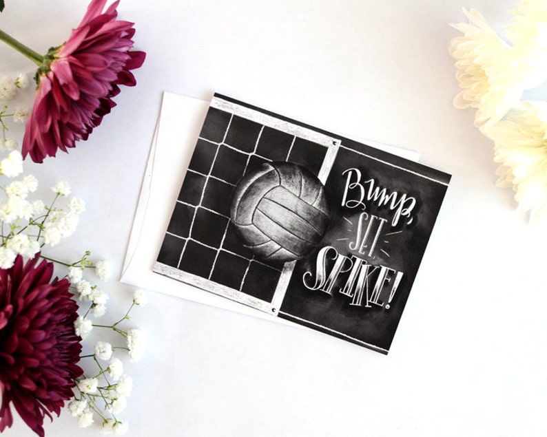 Volleyball Card Volleyball Coach Gift Bump Set Spike Etsy