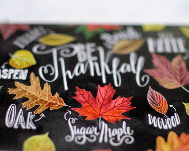 Fall Card, Thanksgiving Card, Fall Leaves, Chalkboard Art, Chalkboard Card, Chalk Art, Be Thankful, Autumn, Fall Art, Thanksgiving Art image 5