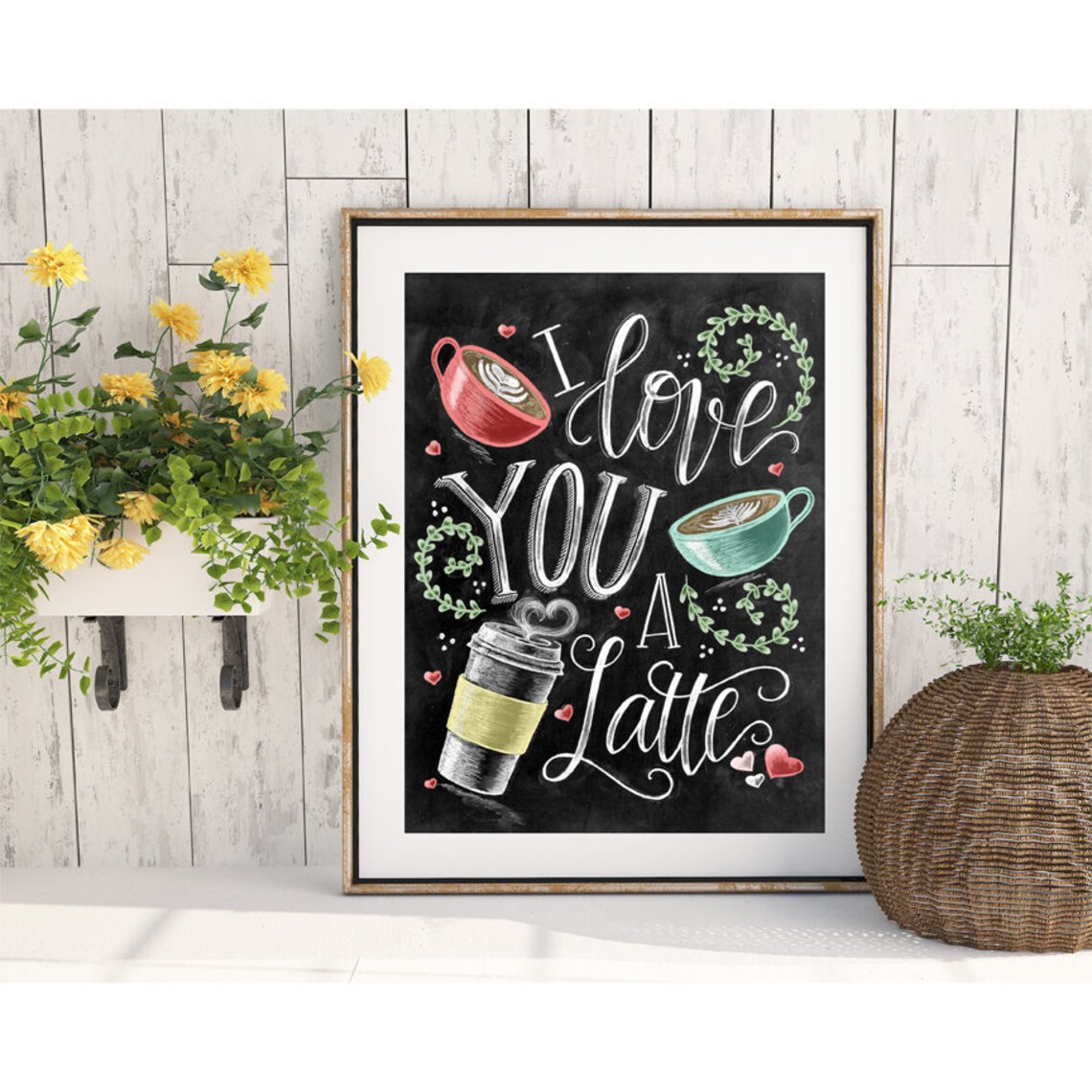 I Love You A Latte Art Print, Coffee Chalkboard Sign - Etsy
