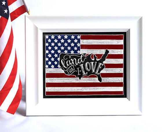 アメリカ国旗の黒板プリント、私が愛する土地のアート - Etsy 日本