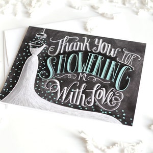 Bridal Shower Thank You Card, Bridal Thank You Card, Chalkboard Art, Wedding Thank You Card, Thank You Bridal Shower, Chalk Art, image 3