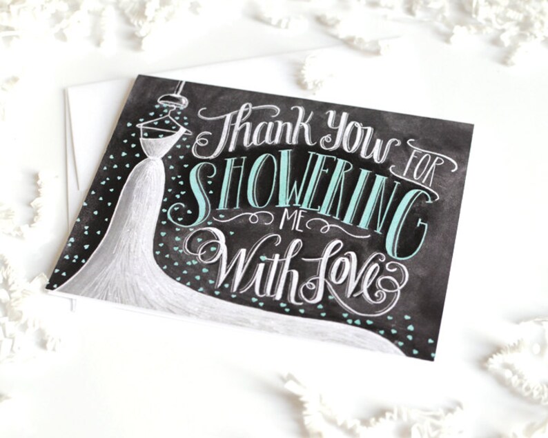 Bridal Shower Thank You Card, Bridal Thank You Card, Chalkboard Art, Wedding Thank You Card, Thank You Bridal Shower, Chalk Art, image 3