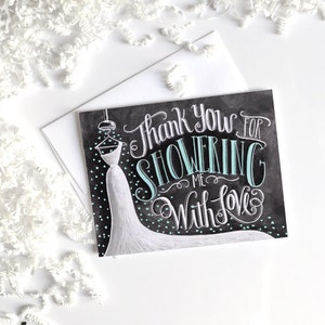Bruids douche dank u kaart, bruids dank u kaart, krijtbord kunst, bruiloft dank u kaart, dank u bruids douche, krijt kunst, afbeelding 4