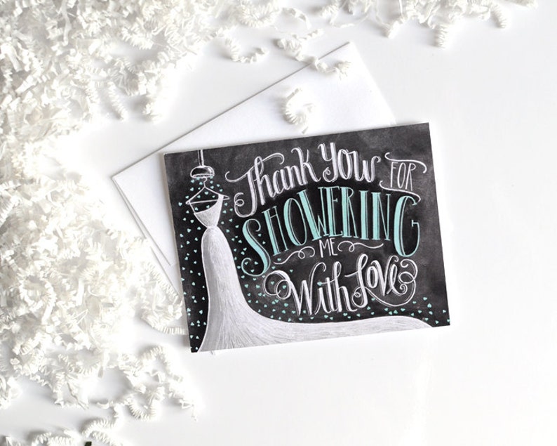 Bridal Shower Thank You Card, Bridal Thank You Card, Chalkboard Art, Wedding Thank You Card, Thank You Bridal Shower, Chalk Art, image 4