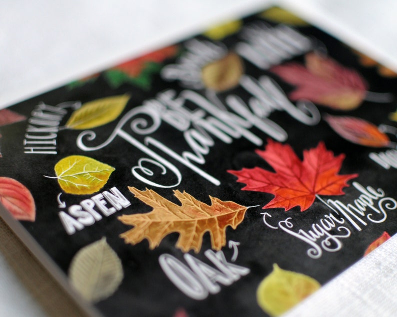 Fall Card, Thanksgiving Card, Fall Leaves, Chalkboard Art, Chalkboard Card, Chalk Art, Be Thankful, Autumn, Fall Art, Thanksgiving Art image 4