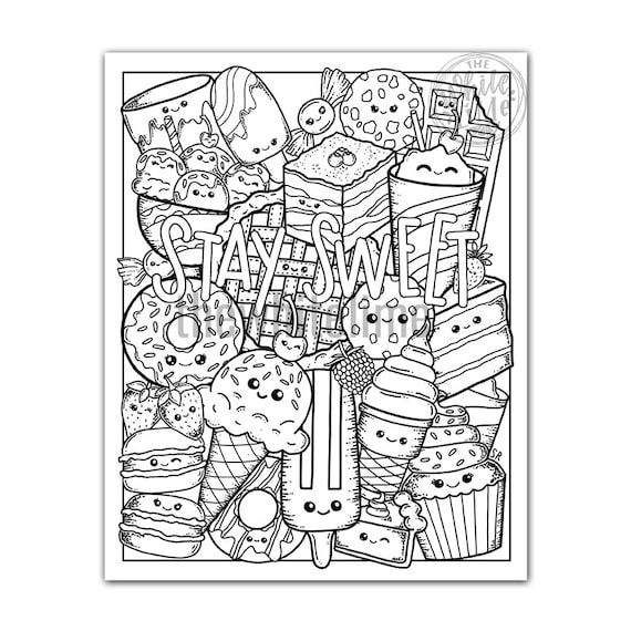 Kawaii Sweets Doodle: FREE Coloring Page (Printalbe PDF)