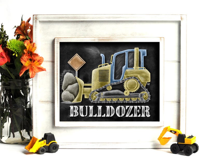 Construction Truck Wall Art Construction Theme Chalk Art Etsy