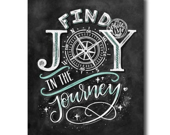 Wanderlust Art, Find Joy In The Journey, Compass Art, Wanderlust Sign, Chalk Art, Graduation Art, Chalkboard Art, Graduation Gift, Travel