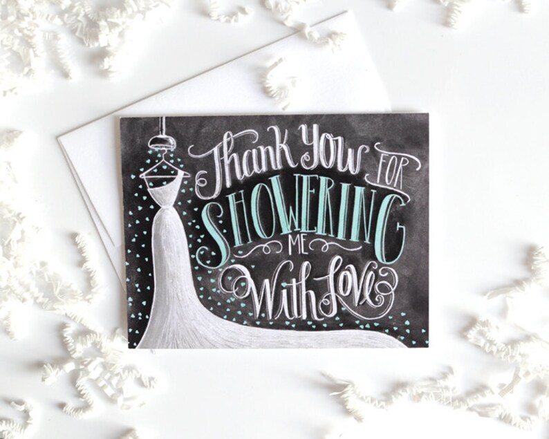 Bridal Shower Thank You Card, Bridal Thank You Card, Chalkboard Art, Wedding Thank You Card, Thank You Bridal Shower, Chalk Art, image 1