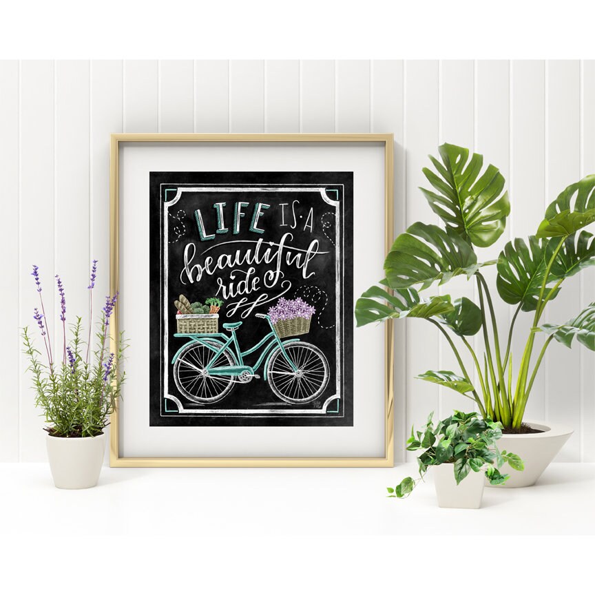 Bicycle Art Bicycle Print Spring Decor Life is A Beautiful - Etsy