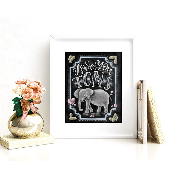 HIWX Tela Quadro Con Elefantino E Scritta I Love You In The Morning, Decorazione Da Parete Per Cameretta Bambini, 27,9 X 35,6 Cm