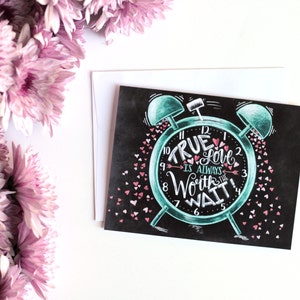 Hochzeitskarte, Liebeskarte, wahre Liebe, Valentinstag Karte, Kreide Art, Tafel Kunst, Kreide Lettering