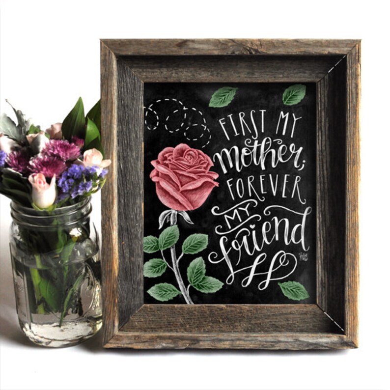 Mom Gift Chalk Art Mothers Day Gift Chalkboard Art Rose Etsy
