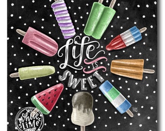 Life is Sweet Popsicle Print Chalkboard Art Summer Kitchen - Etsy