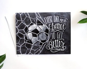 Soccer Card, Soccer Coach Gift, Motivational Quote, Chalkboard Art, Chalk Art, Motivational Art, Encouraging Quote, Sports Cards, Inspiring