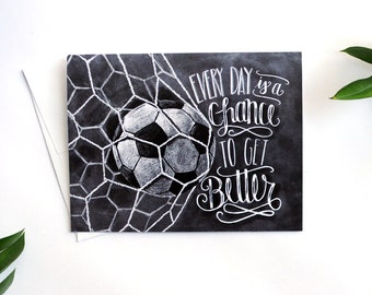 Soccer Chalkboard Card, Motivational Quote, Coach Gift