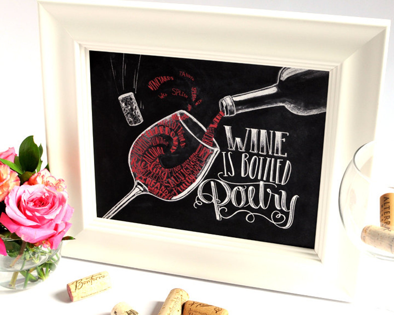 Wine Art Chalkboard Art Wine Lover Wine Artwork Chalkboard Etsy