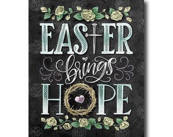 Easter Decor, Easter Brings Hope, Easter Sign, Chalk Art, Chalkboard Art, Crown Of Thorns, Easter Art, Spring Print, Jesus Is The Reason