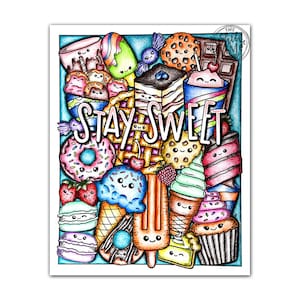Dessert Coloring Page, Kawaii Dessert Coloring Page, Coloring Pages For Kids Printable, Kawaii Cute Coloring, Coloring Pages For Adults