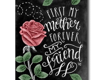 Mom Gift, Chalk Art, Mothers Day Gift, Chalkboard Art, Rose Print, Mother Of The Bride Gift, Mother Daughter, Mom Print, Calligraphy