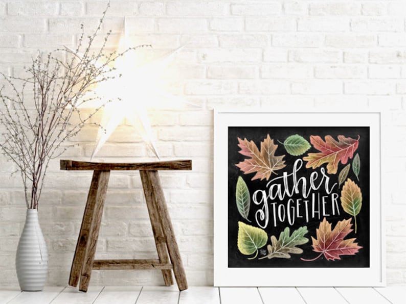Gather Sign Fall Decor Chalkboard Art Chalk Art Gather Etsy
