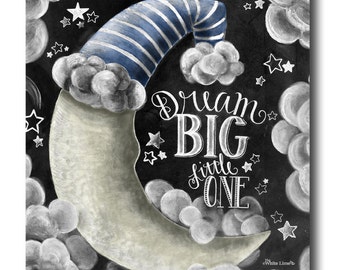 Dream Big Little One, Chalkboard Art, Chalk Art, Nursery Decor, Nursery Art, Chalkboard Sign, Dream Big Wall Art, Dream Big Sign, Baby