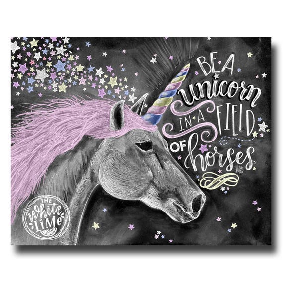 Chalkboard Unicorn Art Print, Girls Room Decor - Etsy