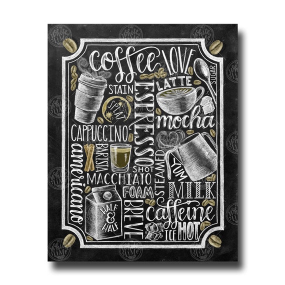 Coffee Sign Kitchen Art Coffee Bar Chalkboard Art Chalk Etsy