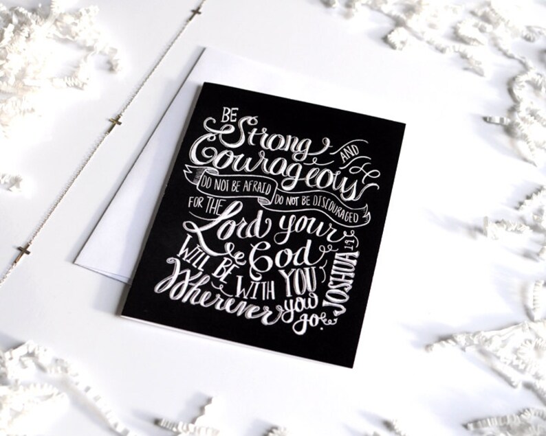 Courage Card ~ Joshua 1:9 ~ Be Strong and Courageous ~ Chalk Typography ...