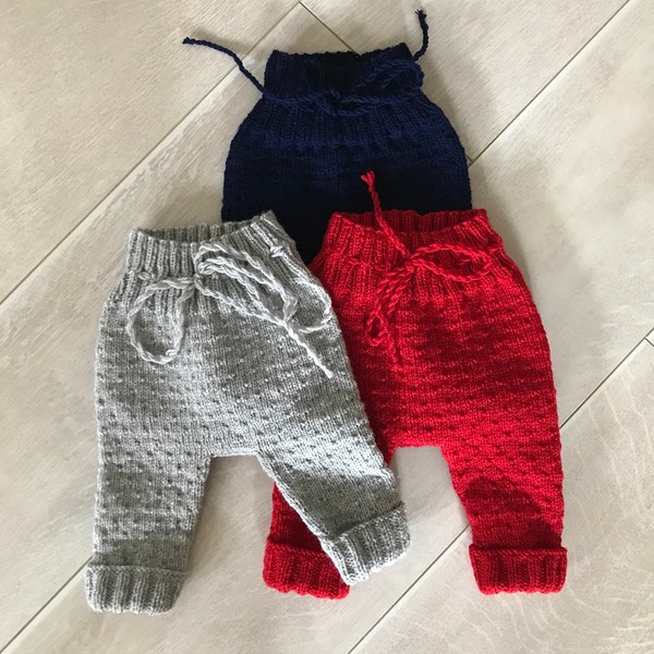 Pantalon bébé en tricot, coloris au choix, taille 0/3 mois