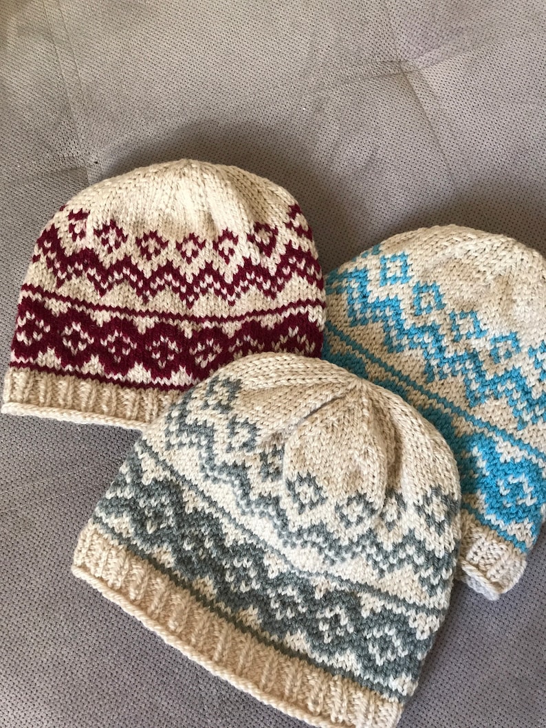 100/% wool mixed size SM several colors ADULTE Jacquard pattern cap