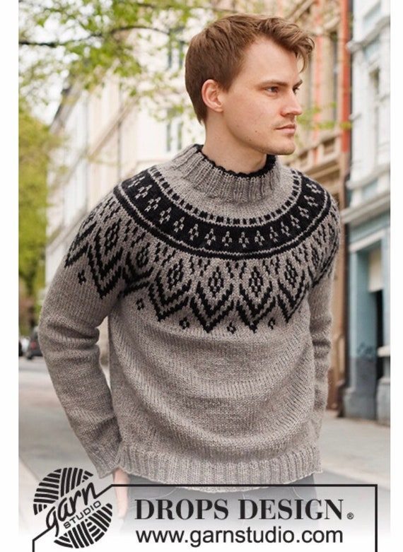 Pull jacquard homme laine sale