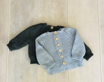 Gilet bébé, taille 3mois, 100% mérinos extra fine, coloris au choix