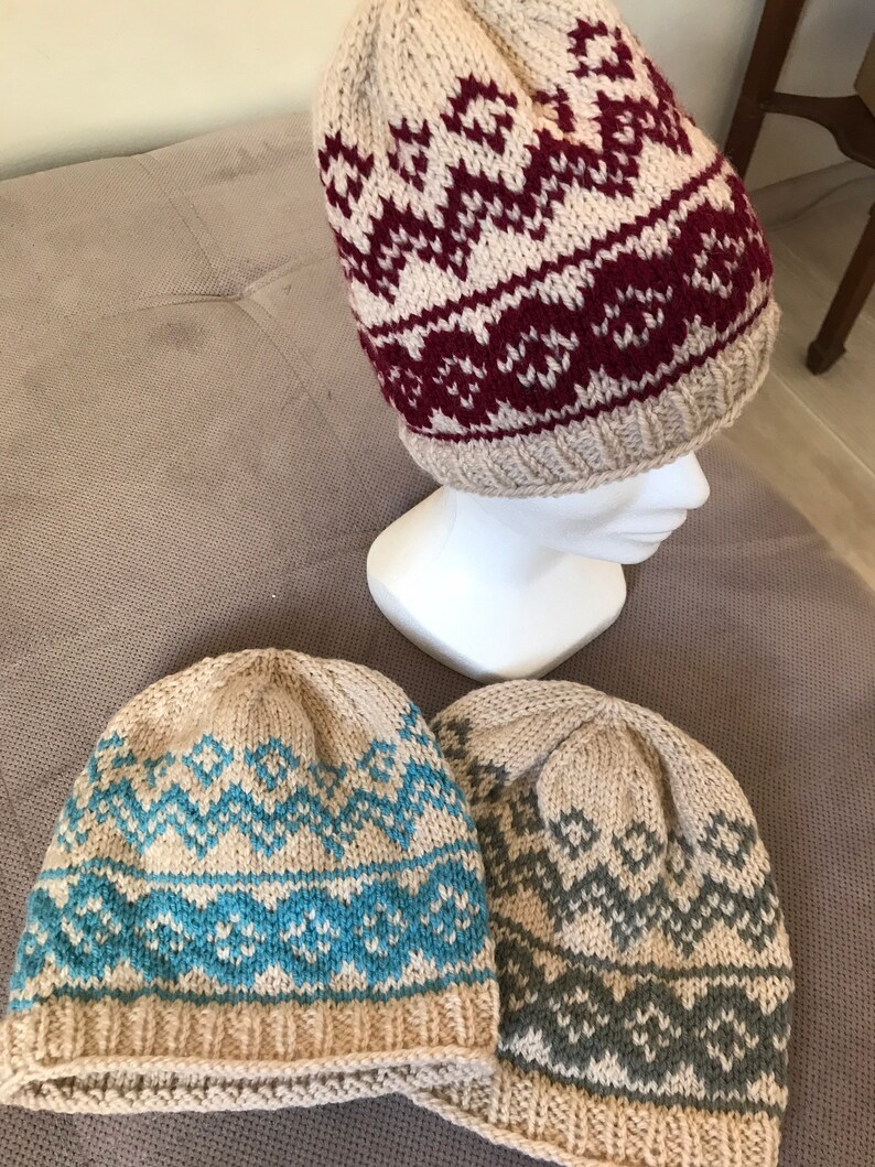 100/% wool mixed size SM several colors ADULTE Jacquard pattern cap