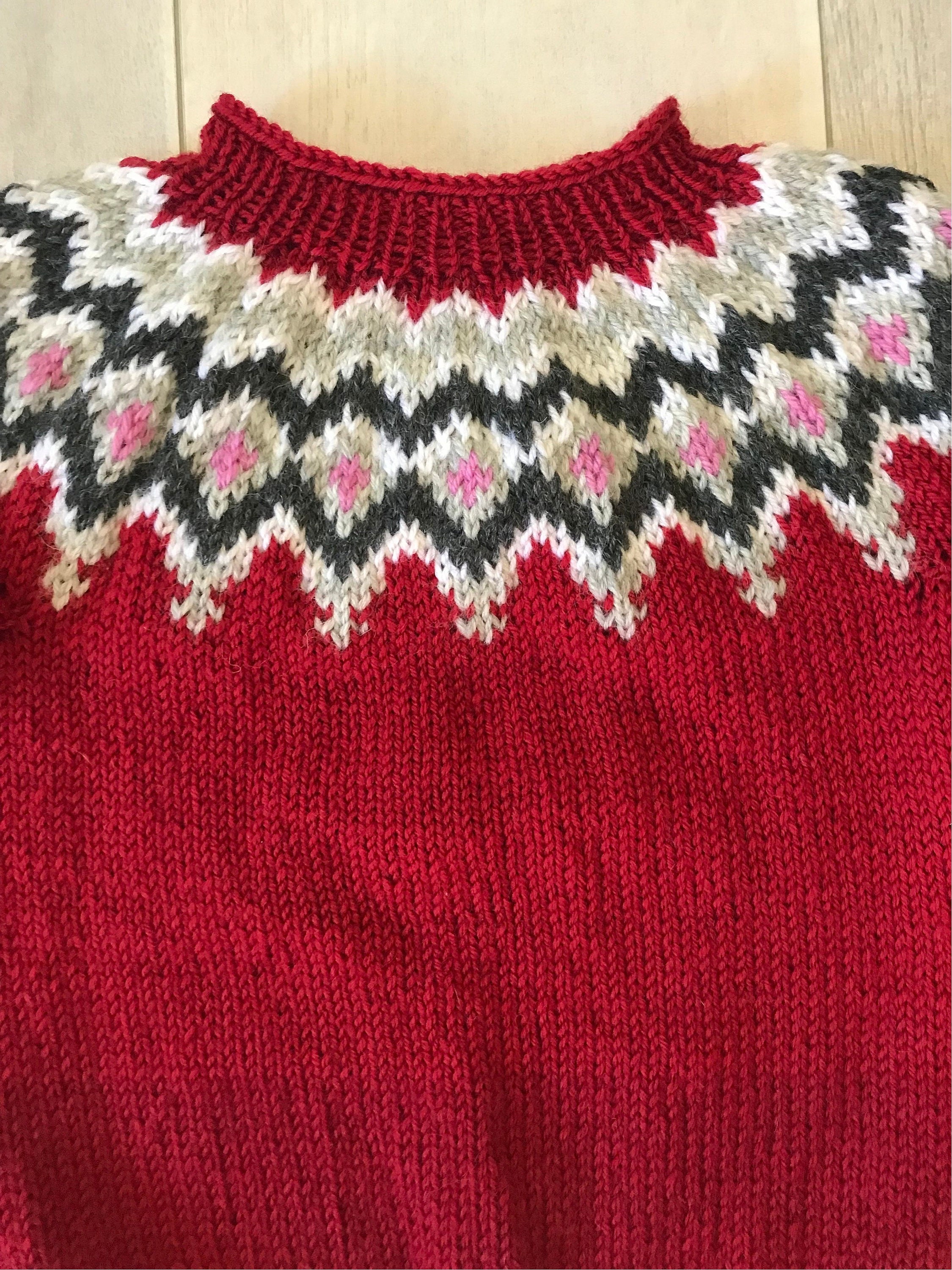 Pull Islandais Femme Long Et Chaud – Col Rond, Style Jacquard Norvégien – Laine Douce Pour Automne-hiver