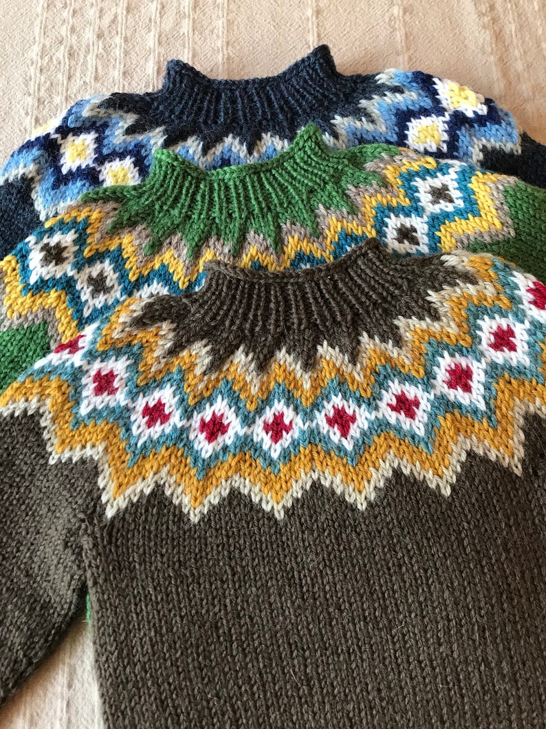 ICELANDIC SWEATER, Jacquard Pattern, Multicolored, Several Colors, 100