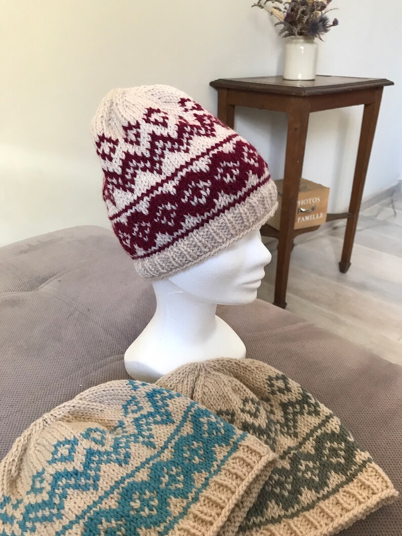 100/% wool mixed size SM several colors ADULTE Jacquard pattern cap