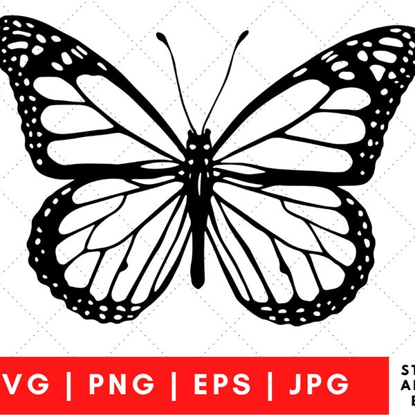Monarch Butterfly Clipart SVG, Hand-Drawn Illustration, Vinyl Cricut File, Butterfly Cut File