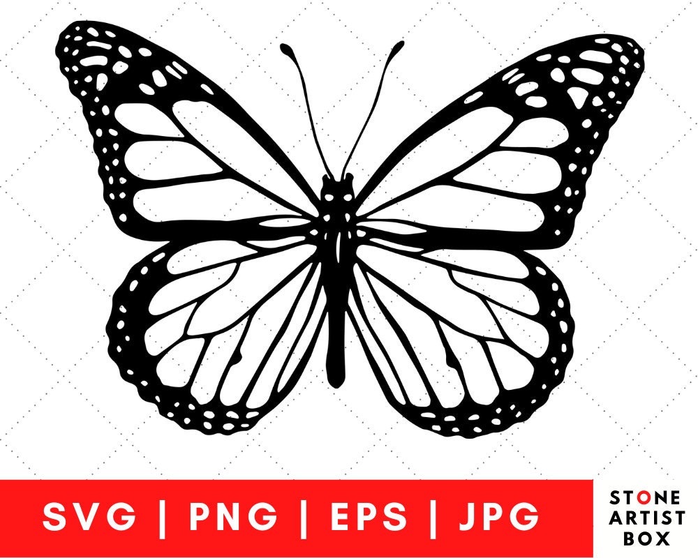 Monarch Butterfly Clipart SVG, Hand-drawn Illustration, Vinyl Cricut