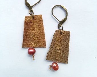 Silk earrings,recycled jewelry, sustainable fashion, one of a kind, gift idea.