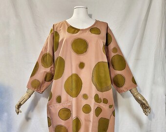 Wearable art, Upcycled, recycled, sustainable woman's hand painted dress, generous fit.