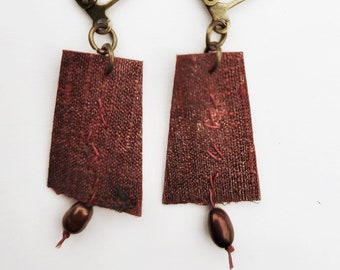 Silk earrings,recycled jewelry, sustainable fashion, one of a kind,