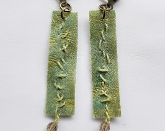 Silk earrings,recycled jewelry, sustainable fashion, one of a kind,