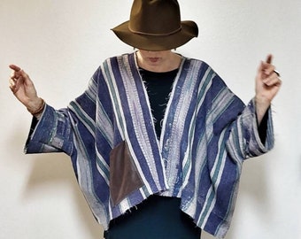 Upcycled kantha quilt coat, spring coat, one size