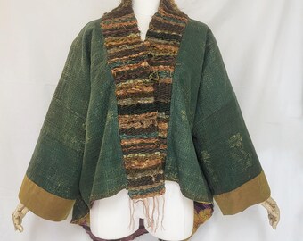 Upcycled remade sustainable kantha quilt coat