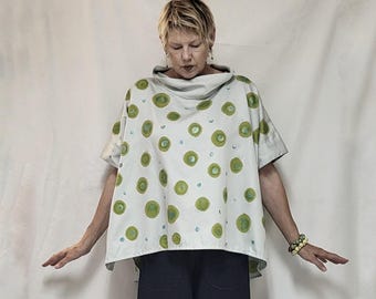 Upcycled repurposed woman's one of a kind oversized flowy top.