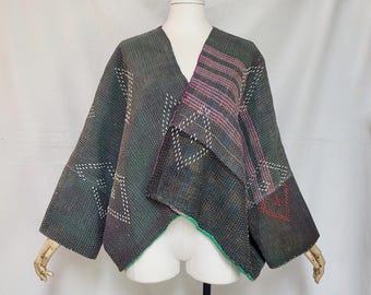 Salvaged kantha quilt coat